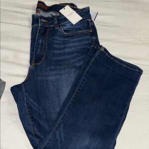 Dark Wash Straight Leg Jeans - Blue